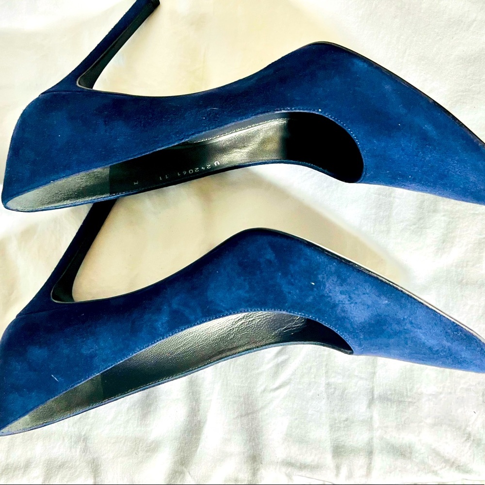 Stuart Weitzman Blue Suede Heels Size 11 New In Box 4” Heel